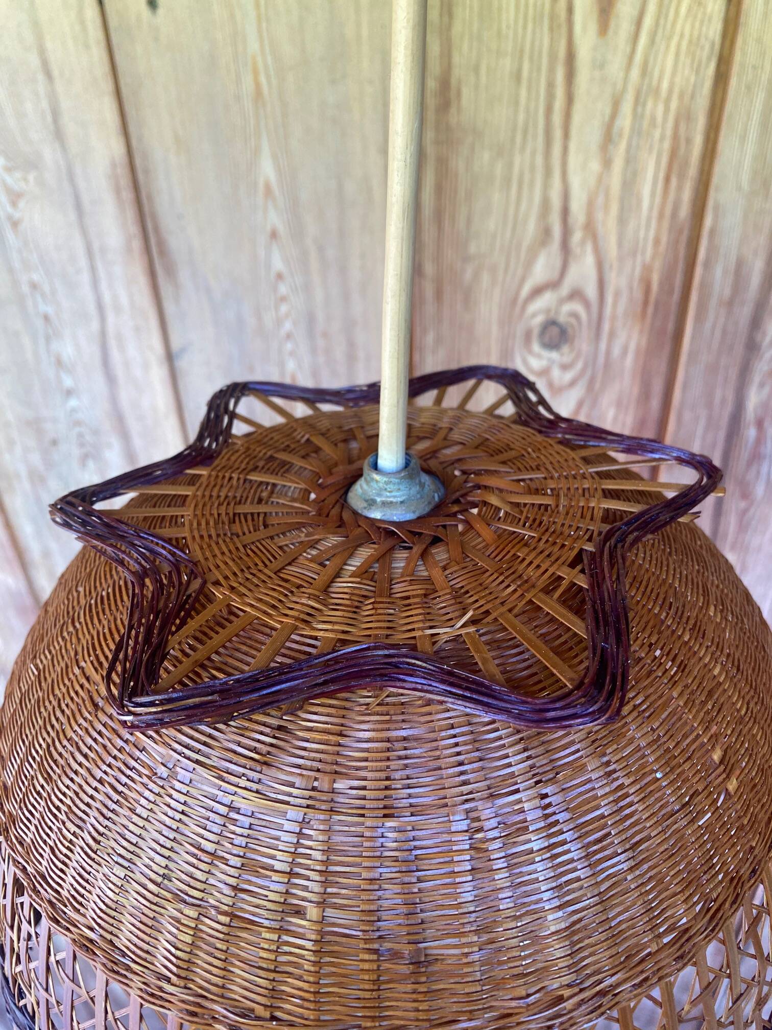 Vintage rattan suspension duo.