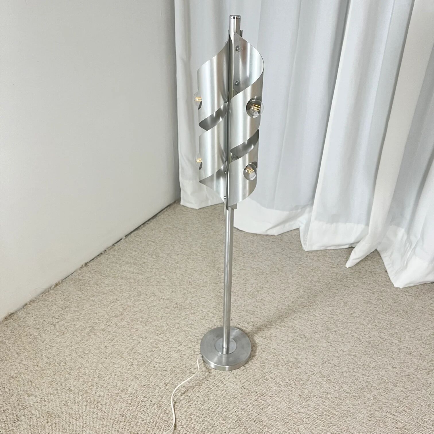 Brushed aluminium floor lamp, Space Age style, 1970s