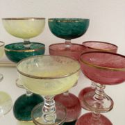 Multi-colored Venetian crystal ice cream cups