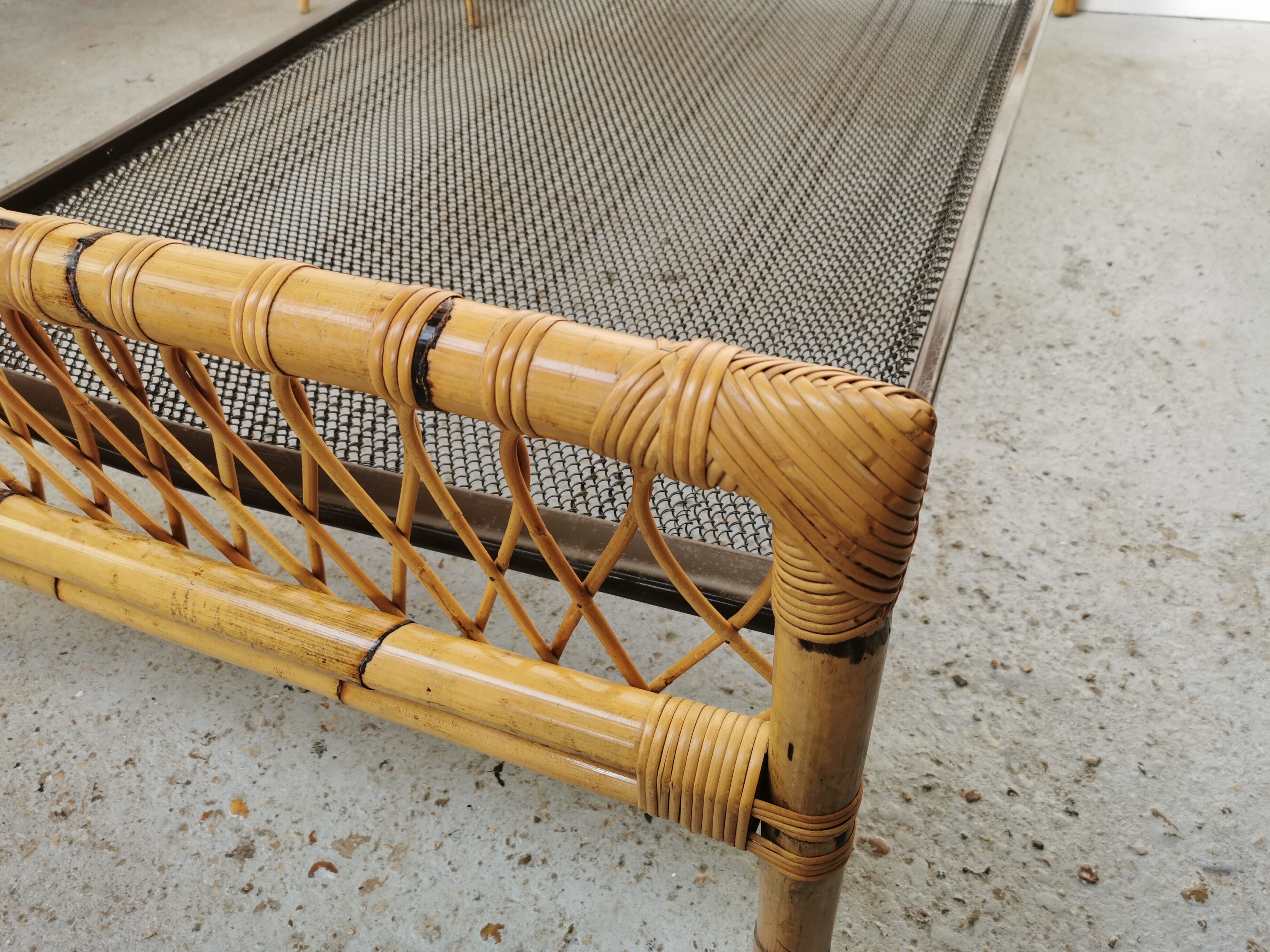 Pair of vintage rattan twin bed