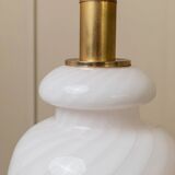 XXL Murano Glass Table Lamp, 1970s Italy, soft pink opaline – hand-blown glass with brass base