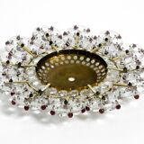 Mid Century Modern ceiling lamp made of glass stones and brass frame