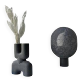 Table lamp in aluminum, oxidized, contemporary work.