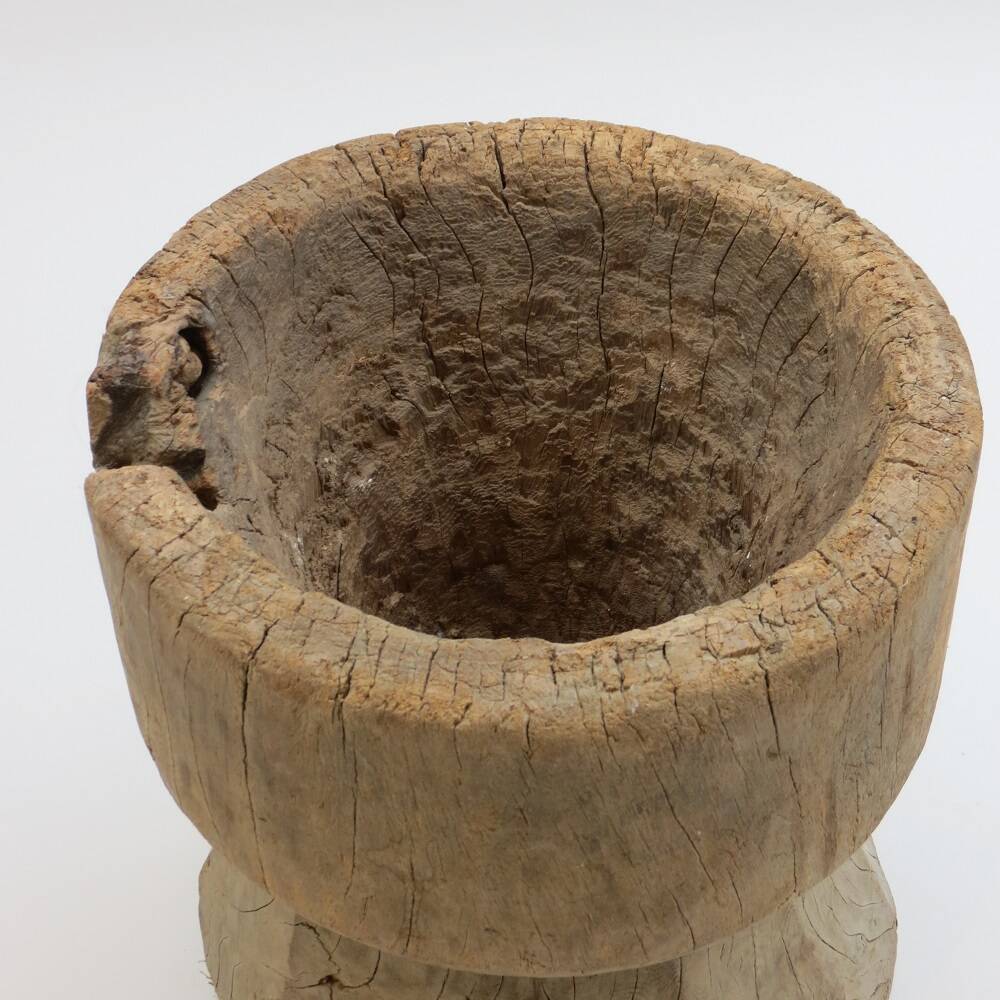 Antique Primitive Rustic African Mortar Stool Table