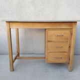 Vintage desk in beech and oak 60s