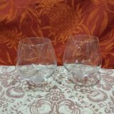 Pair of two large tasting cognac glasses