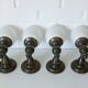 Set of 4 Vintage Lamps Wooden Wall Sconces Rustic Hand-turned Lighting