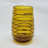 Vintage Murano Vase Mid Century Blown Glass Yellow Brown Spiral Style Ve
