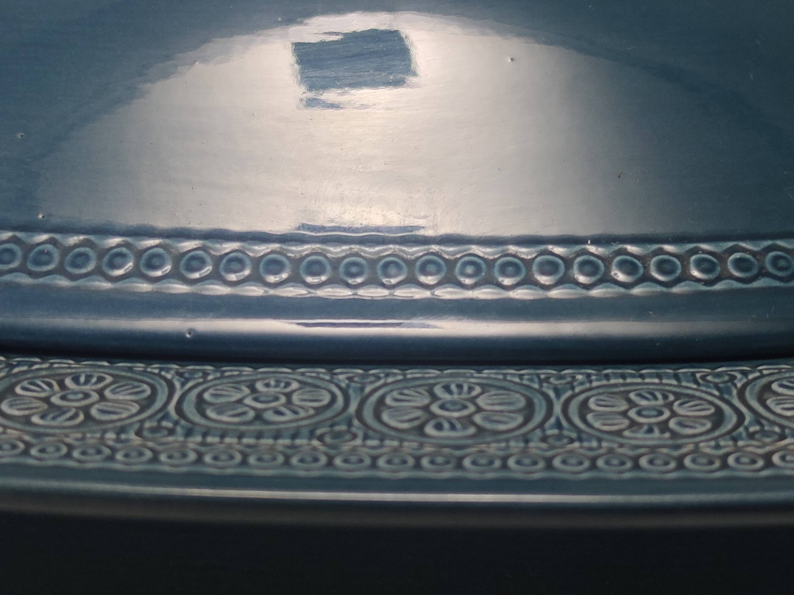 Blue Earthenware "Margherita" Centerpiece by Antonia Campi for Laveno, Italy