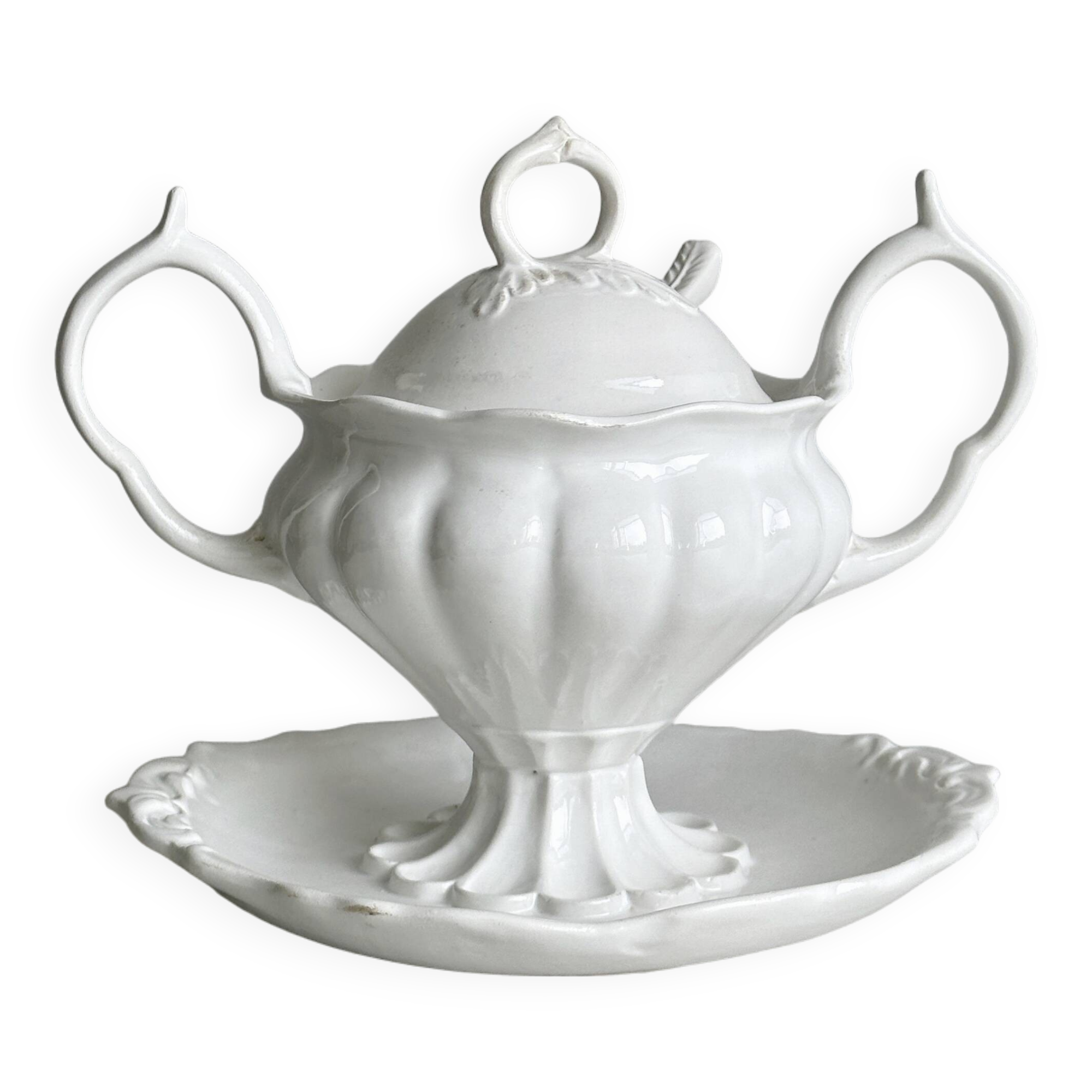 Antique white porcelain sauce boat