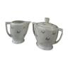 Sucrier et pot à lait en porcelaine motif fleurs dorés manufacture royale limoges vintage