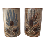Two vases rolls decorated with thistles, signed