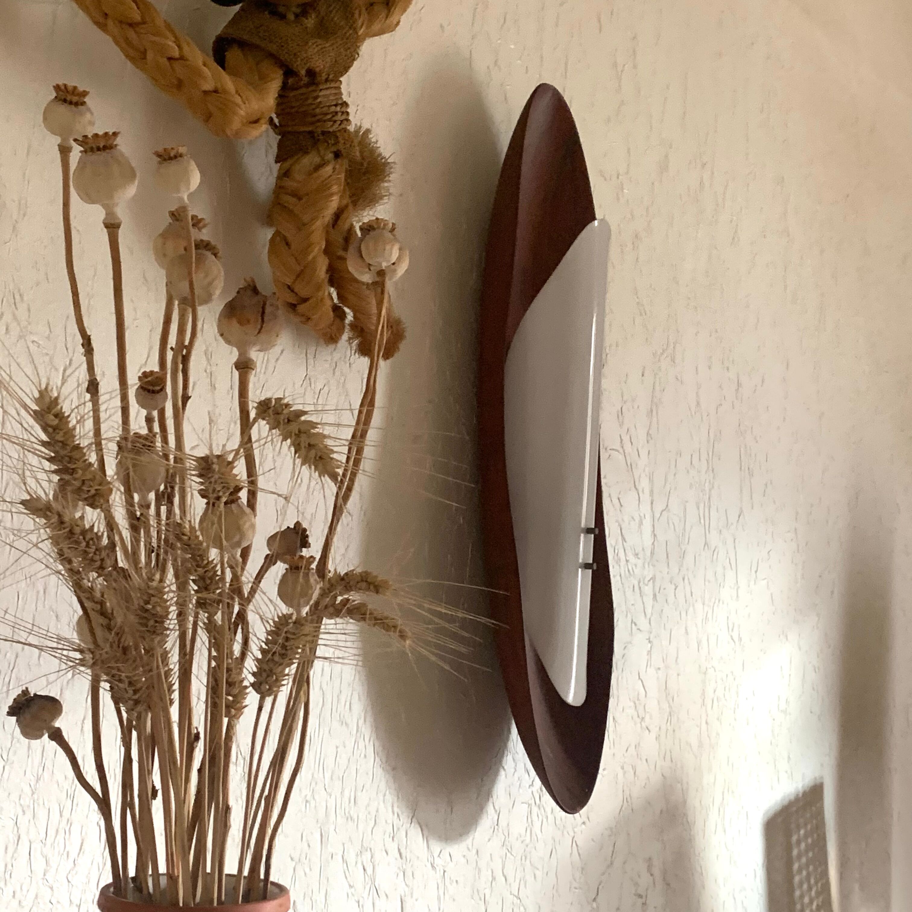 Vintage Scandinavian teak surf wall lamp