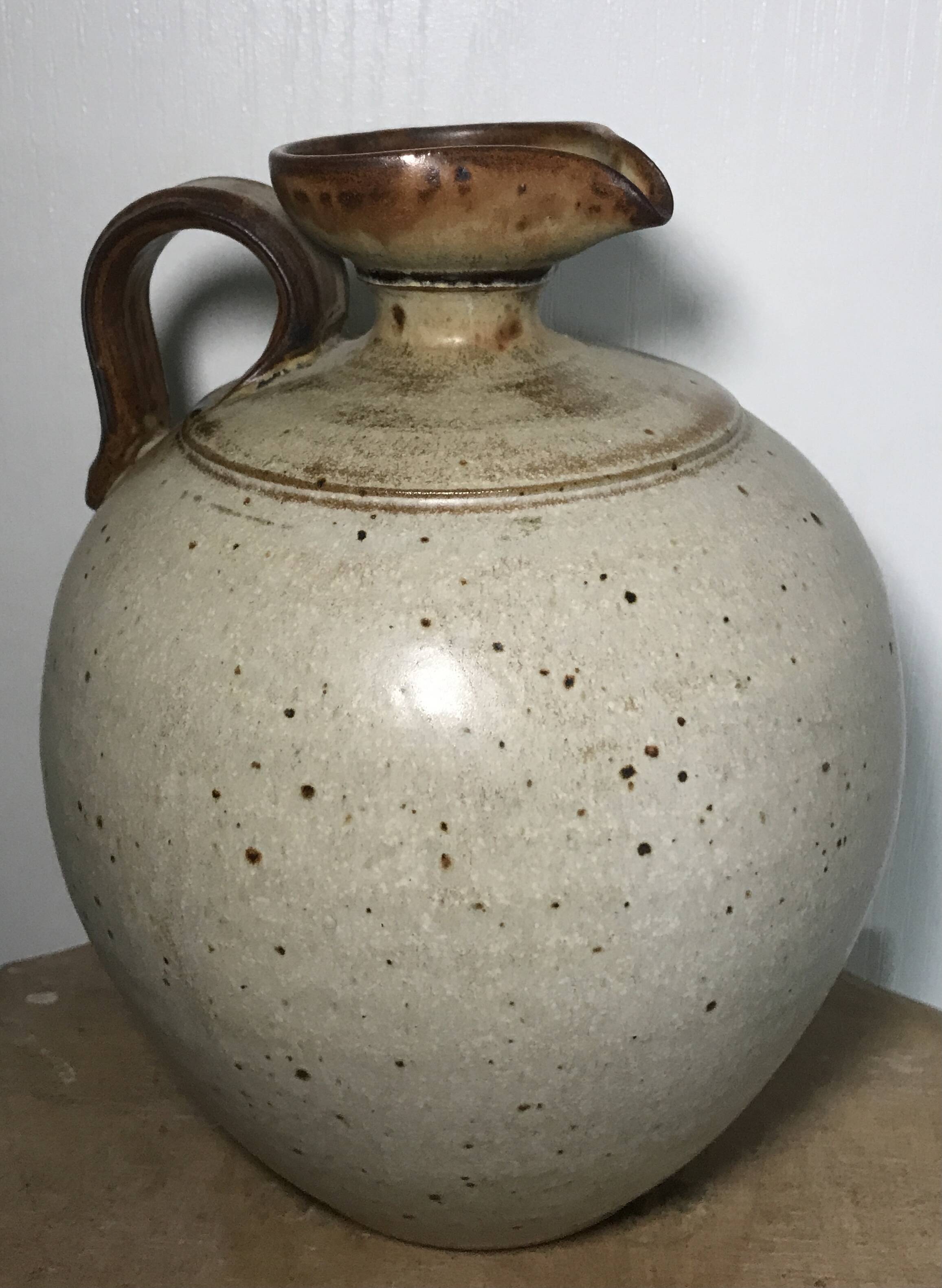Pyrite stoneware ball pitcher signed Jean-Pierre Prudhomme