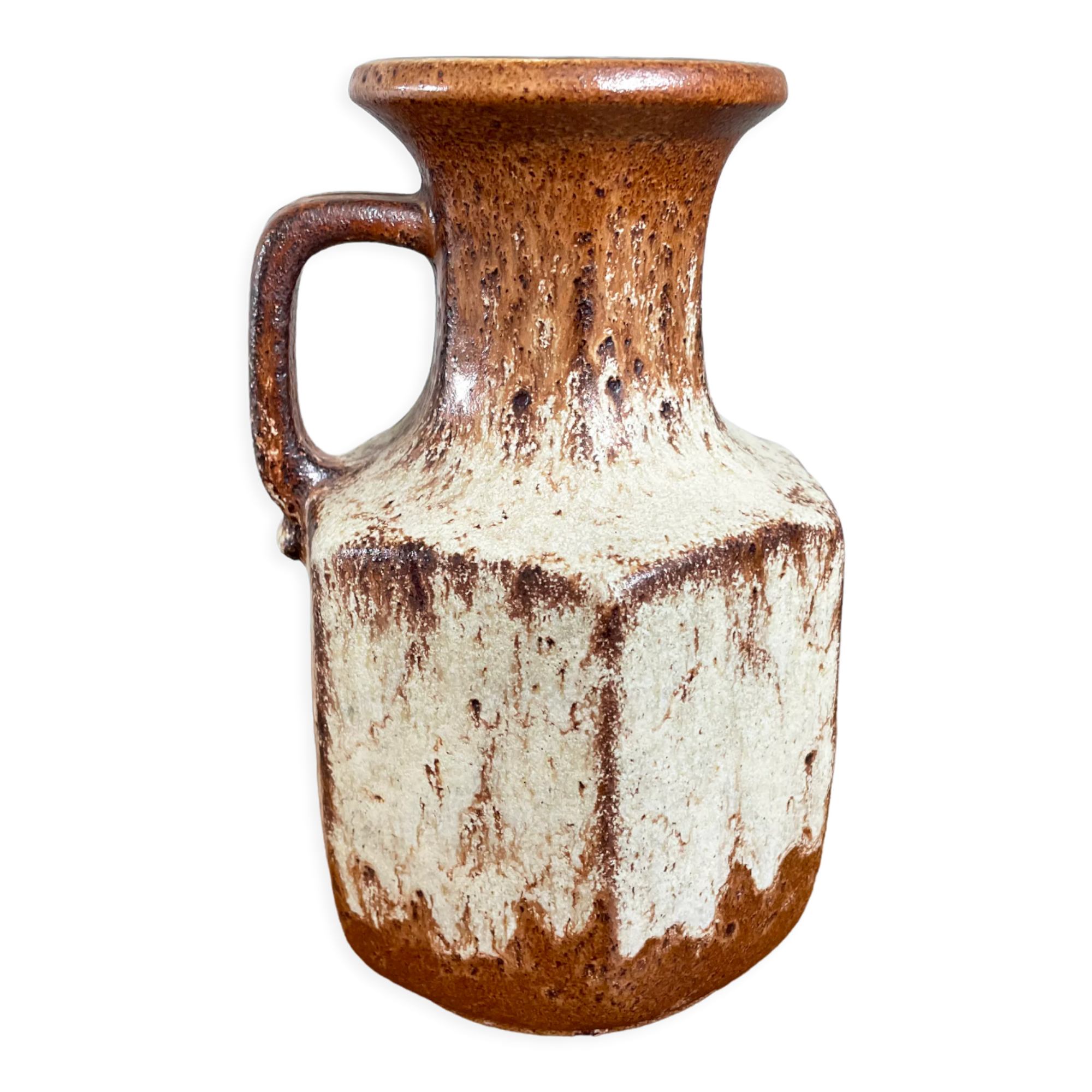 Vase brun-beige Scheurich 497-18, fat lava vintage, poterie d’art ouest-allemande (WGP)
