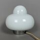 Pair of space age UFO table lamps in white Murano glass, modernist 1970s.