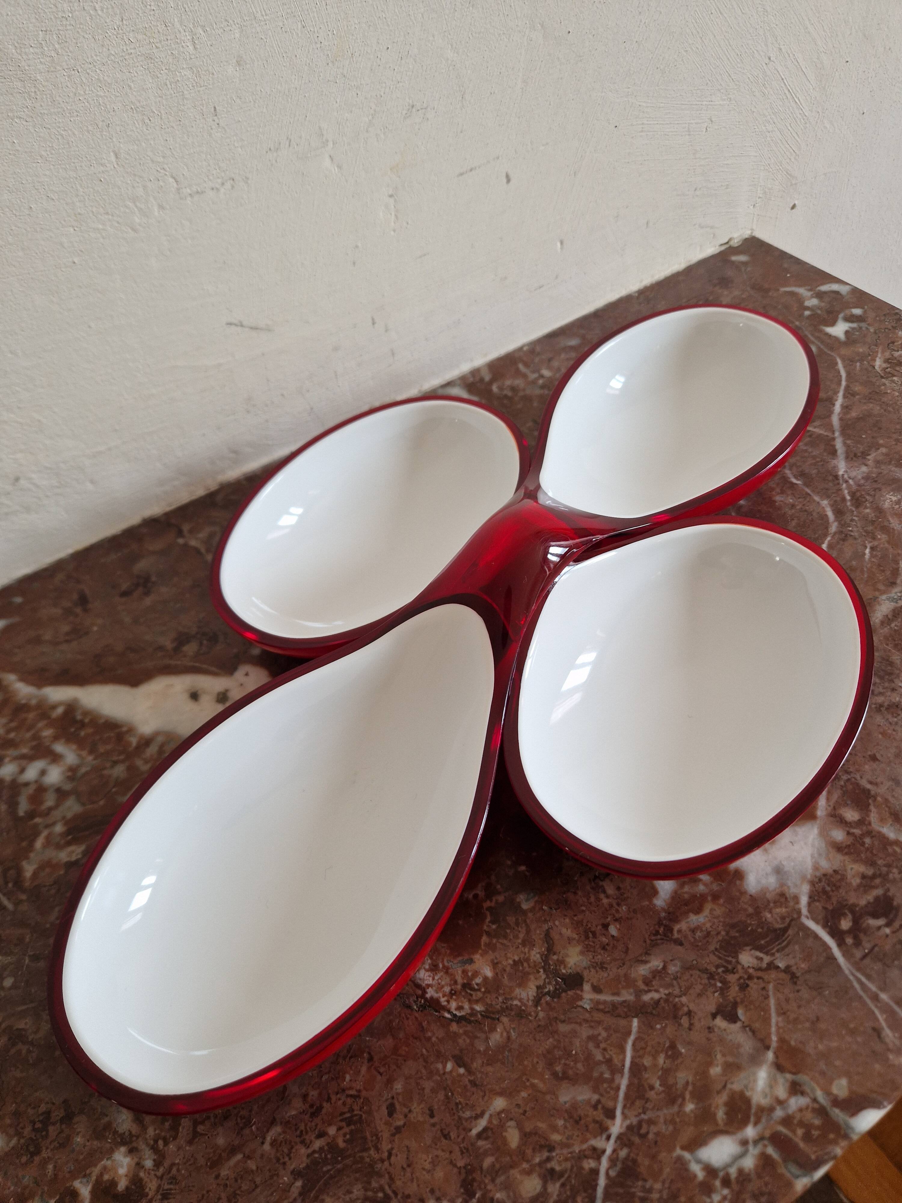 Guzzini vintage red/white aperitif server - Made in Italy 1970s