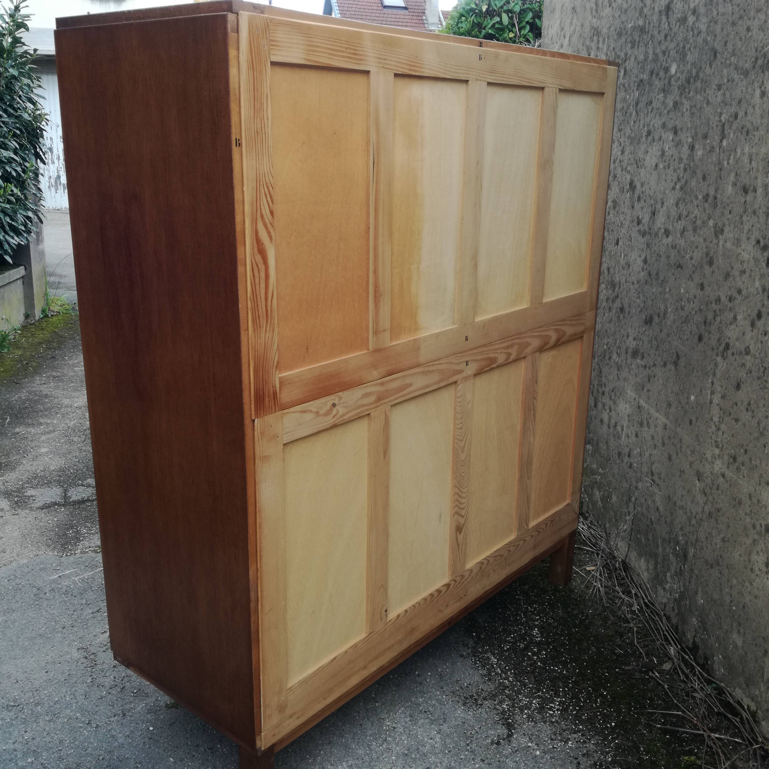 Scandinavian wardrobe 1960 with sliding doors - 160x185