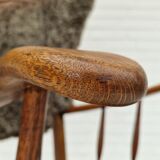 1960s, danish design, renovated-reupholstered high-back ear flap chair, sheepskin, oak wood