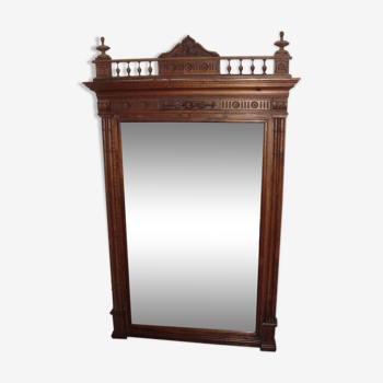 Mirror trumeau Henry II in solid oak early 20th century