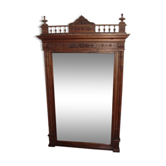 Mirror trumeau Henry II in solid oak early 20th century