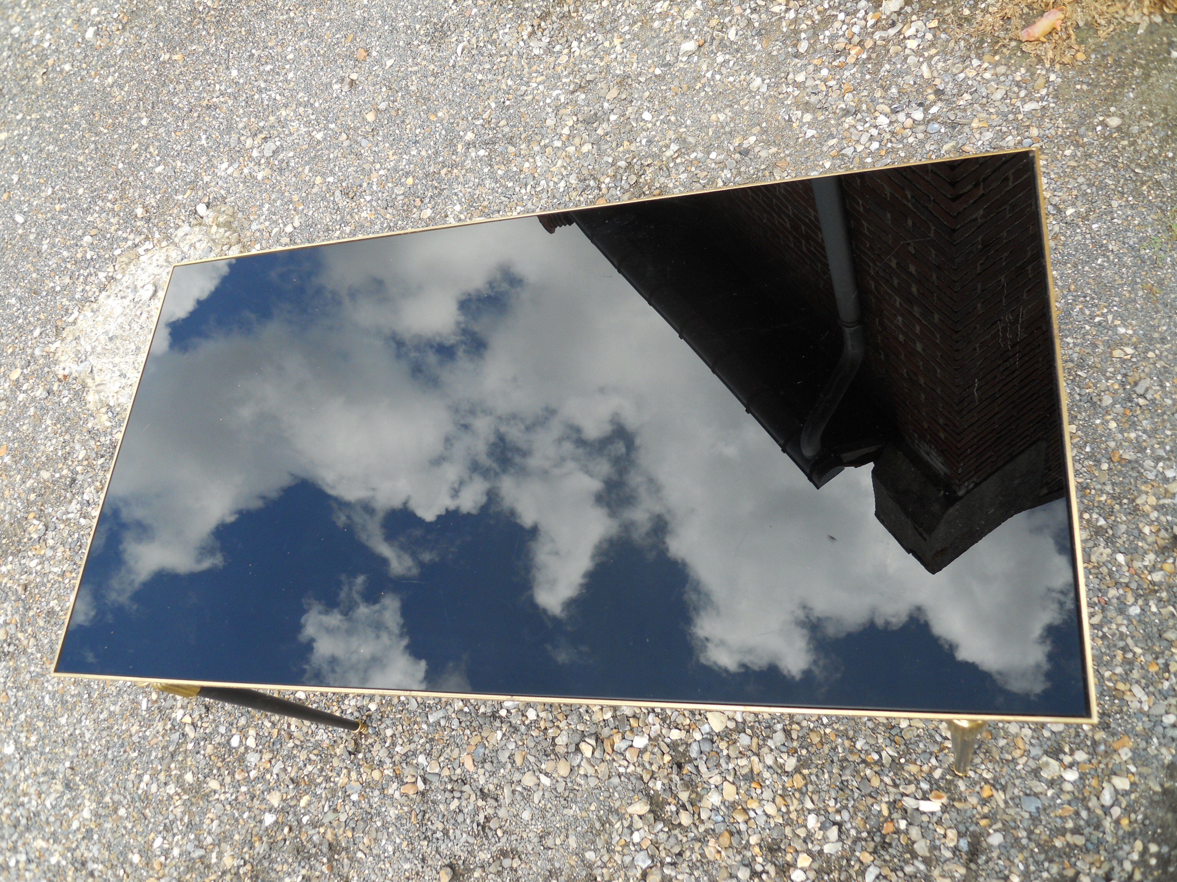Coffee table lounge in bronze dore and on glass