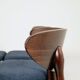 Modern Set of 6 Dining Chairs, Blue Marine Bouclè and Dark beech wood