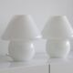 Paire de lampes vintage champignon en verre soufflé