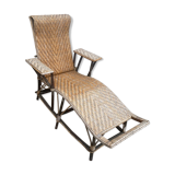 Chaise longue rotin bois ancienne