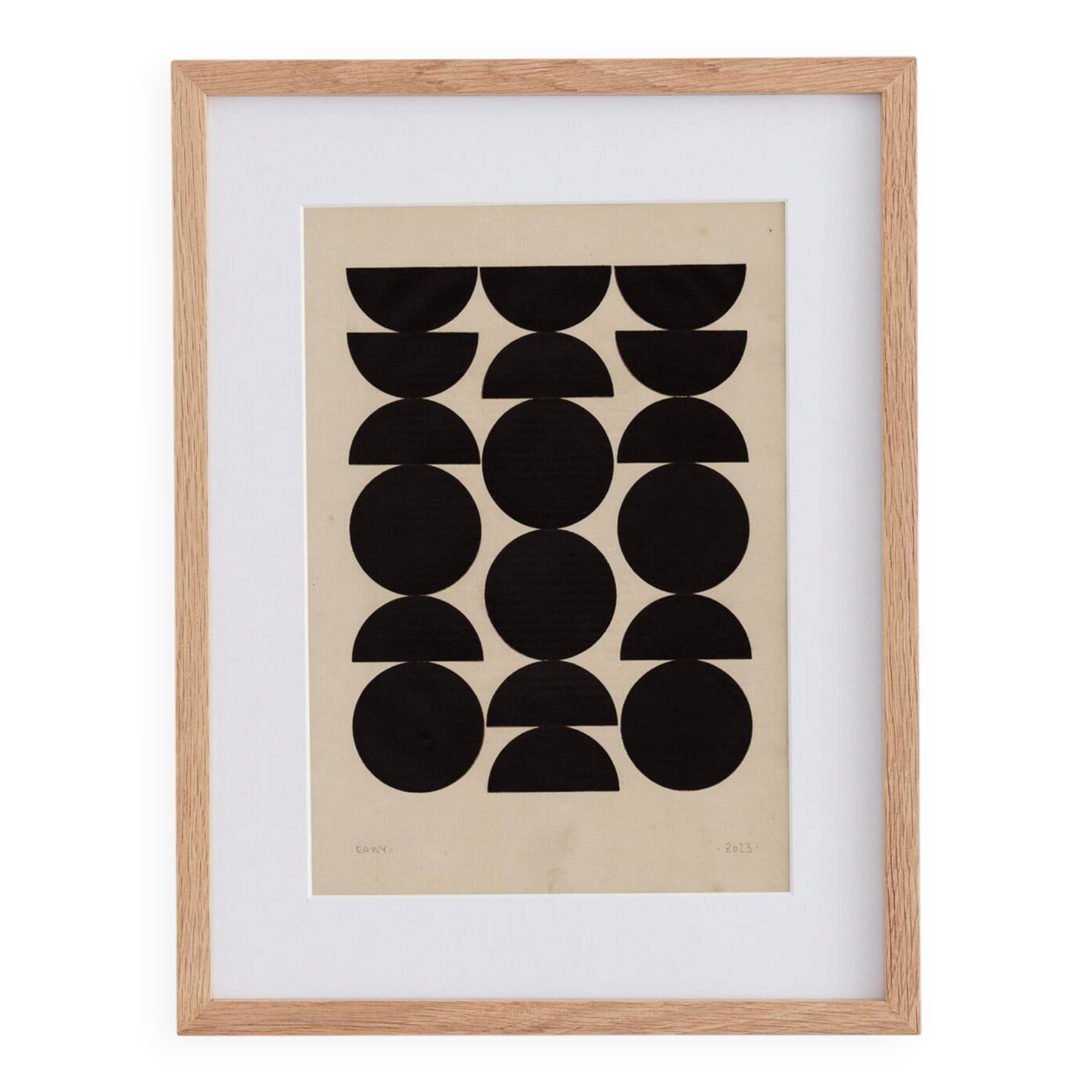 Abstract black collage on old paper signed eawy.
