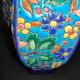 Octagonal ball vase in Longwy earthenware with floral decoration of cloisonné enamels