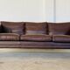 MID CENTURY VINTAGE DANISH MOGENS HANSEN 3 PERSON SOFA IN COCO BROWN LEATHE