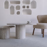 Irregular nesting coffee tables - ATHENA - 70/50 - porous natural travertine