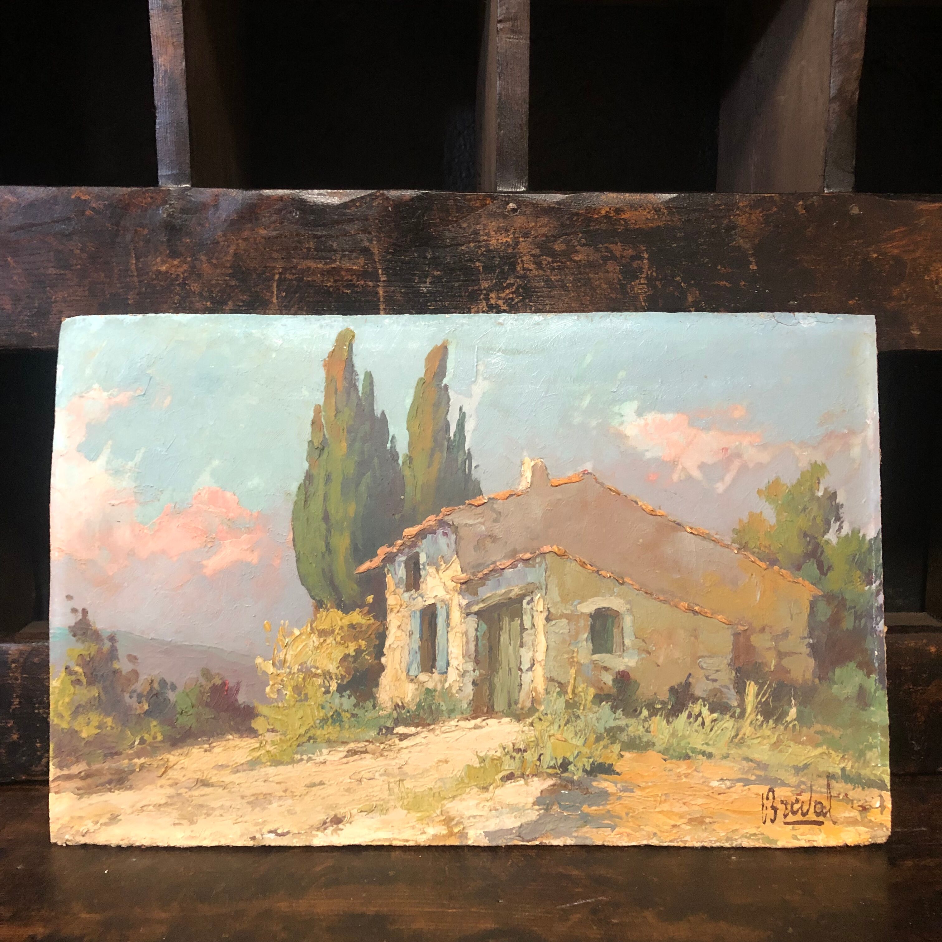 Oil on panel signed breval - mas provençal