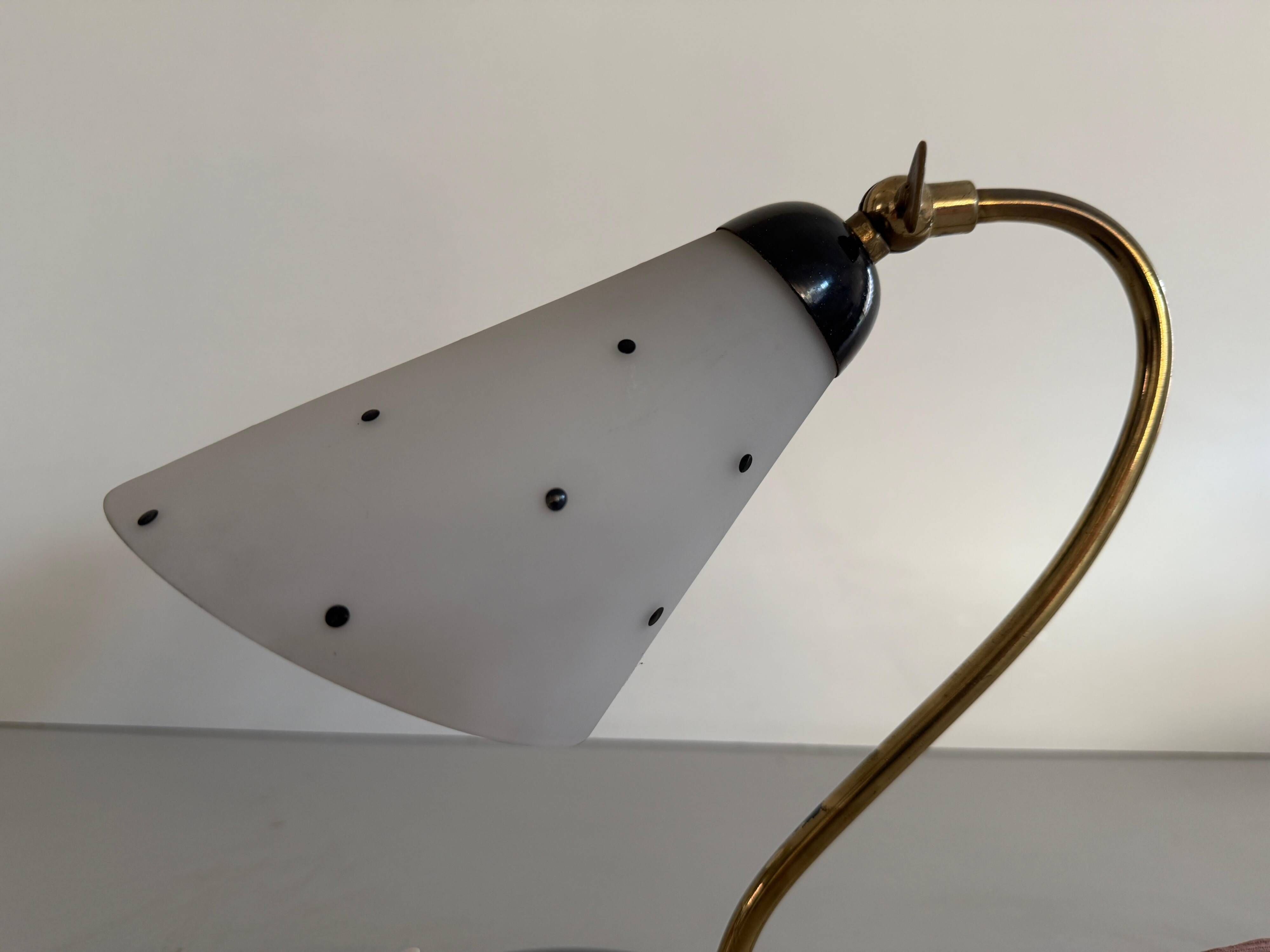 Mid-century bedside lamp in black metal and brass, 1950s, Germany