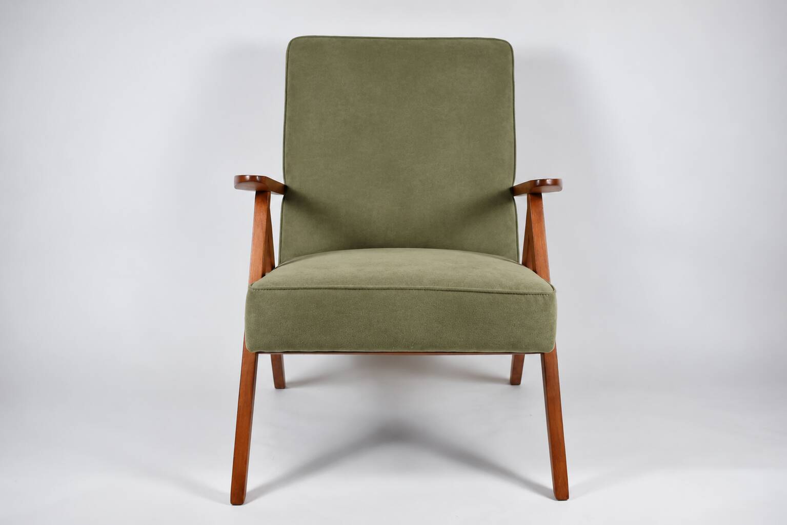 Fauteuil vintage B-310 Var des années 60 en velours vert olive