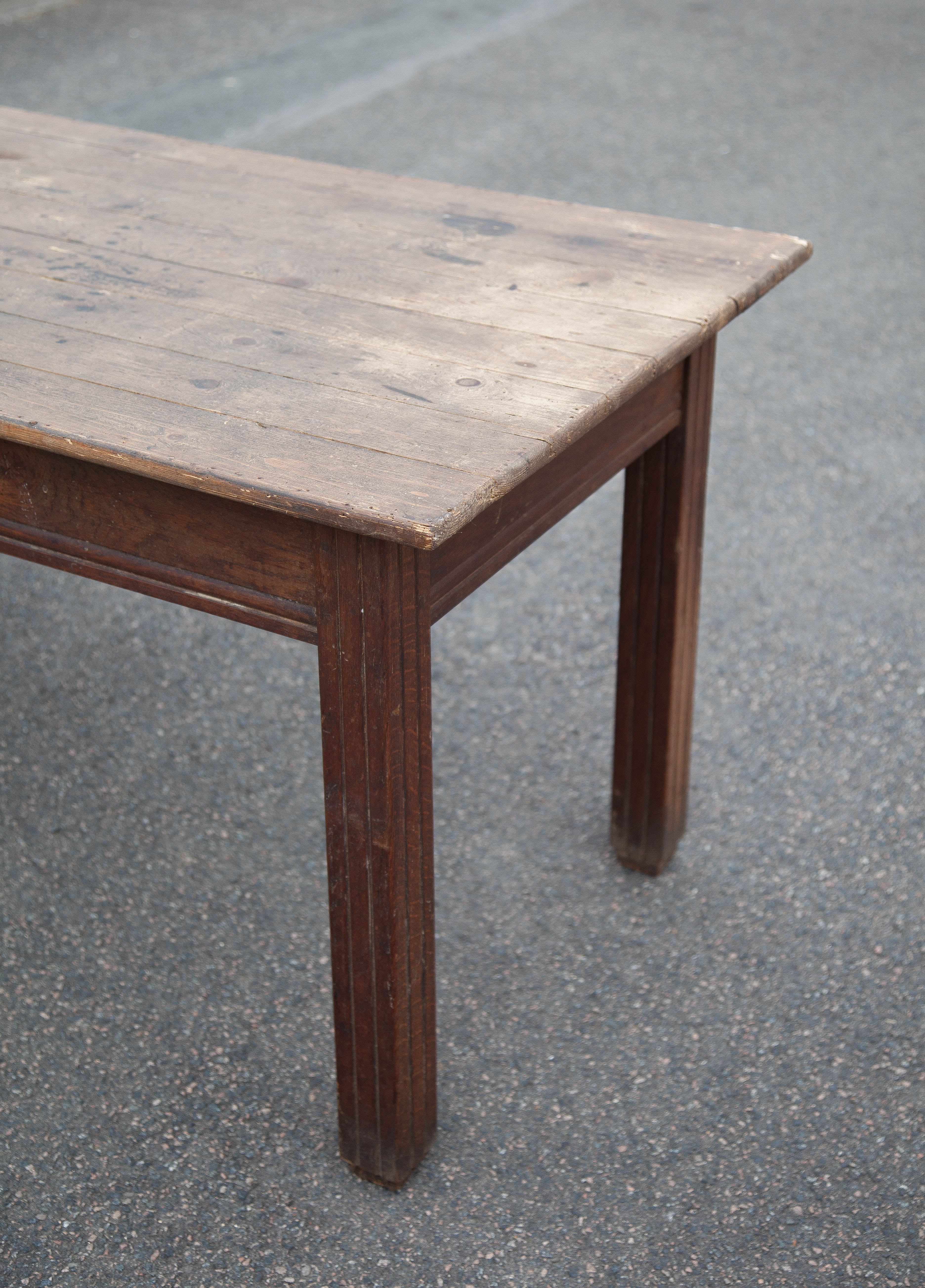 Antique farmhouse table, antique wood dining table, large table with 1 drawer