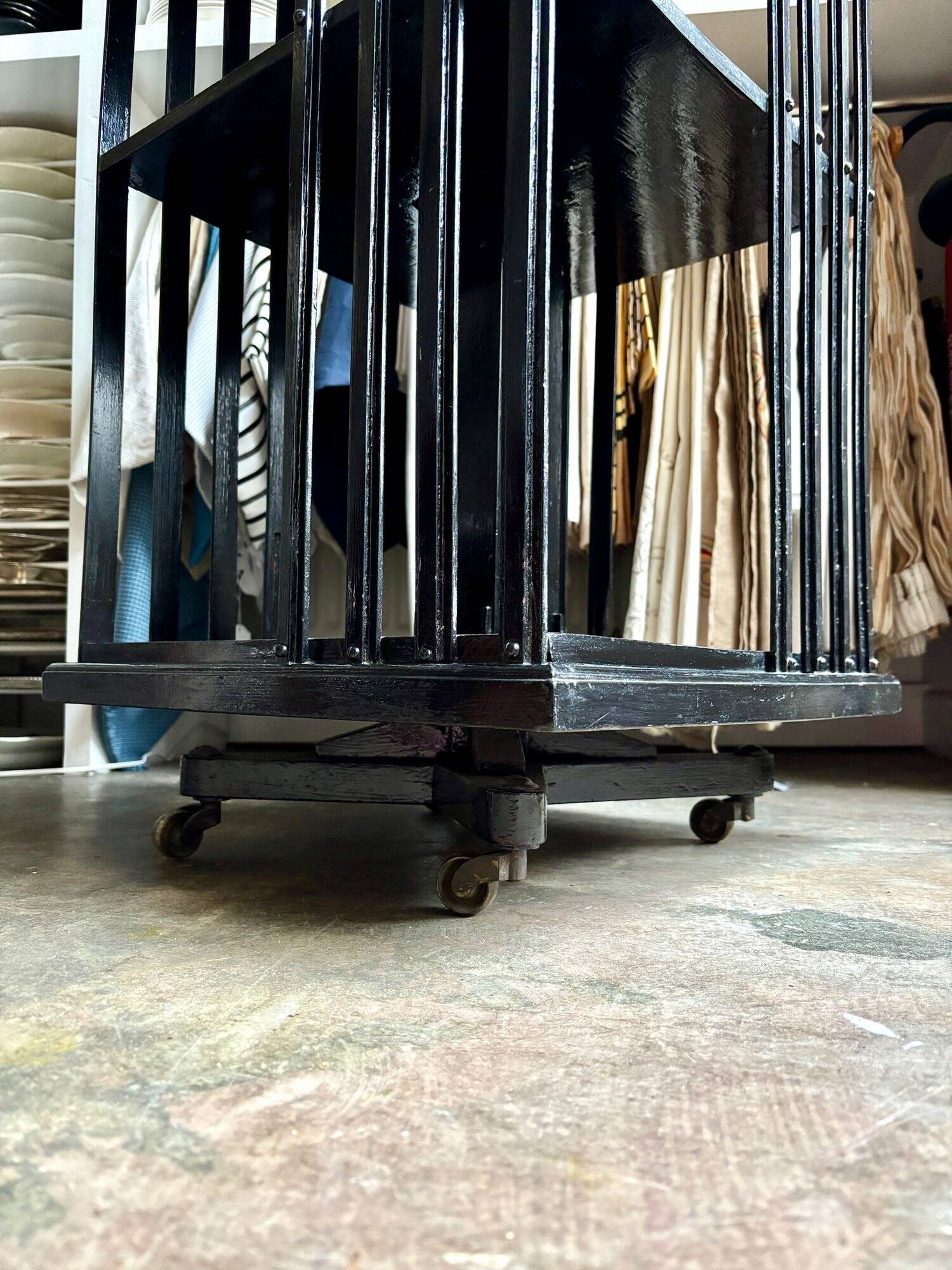 Napoleon III rotating bookcase in black wood