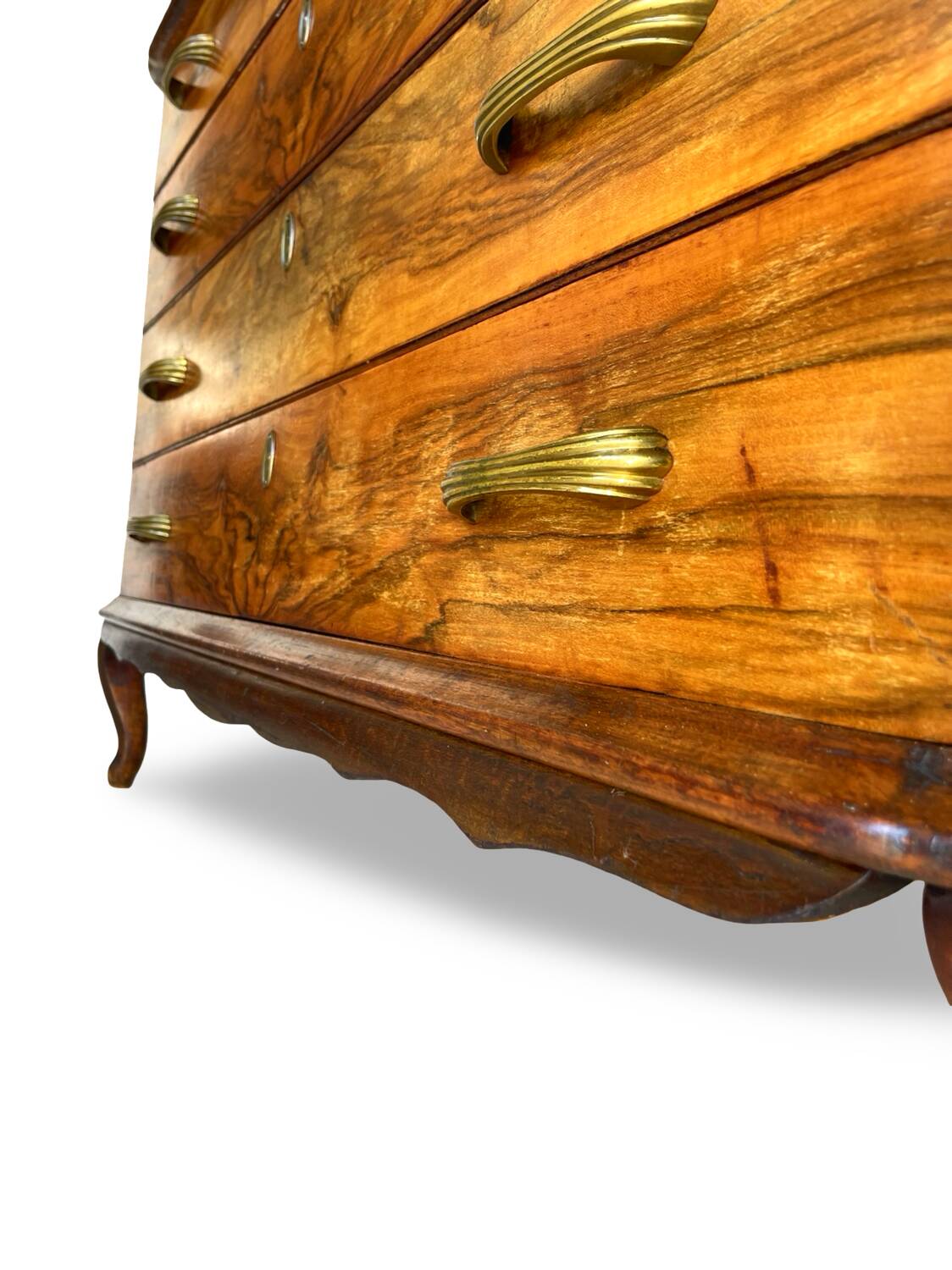 Italian art deco burl walnut chest of drawers, 1930s/1940s