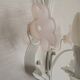 French vintage white metal double wall light with pink glass flowers 5438.