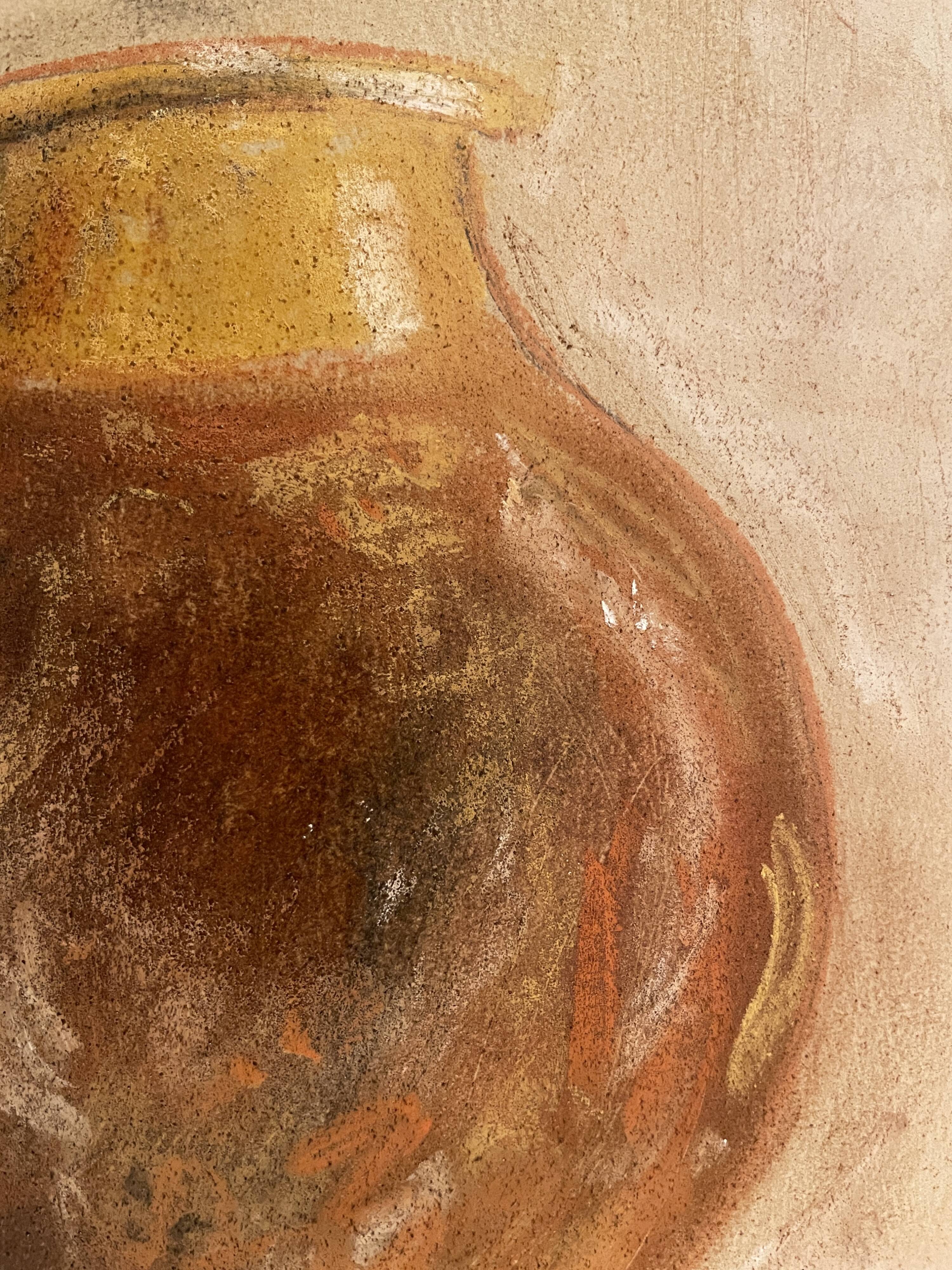 Painting signed pastel still life “Provençal jar”