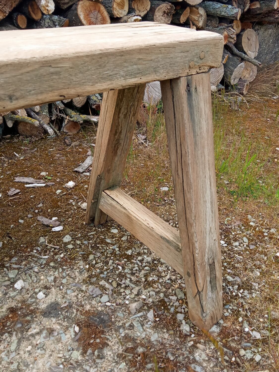 Pair of oak farmhouse benches 228 cm