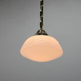 Suspension Art Nouveau en laiton et verre opalin, années 1920