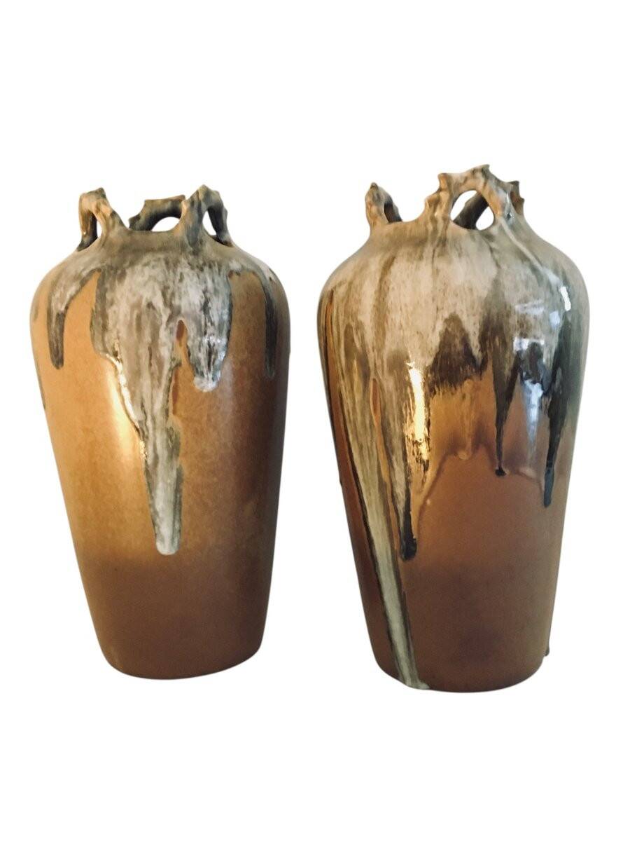 Pair of stoneware vases, Signed, 1950s/60s