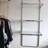 Chrome and glass wall shelf, circa 1960