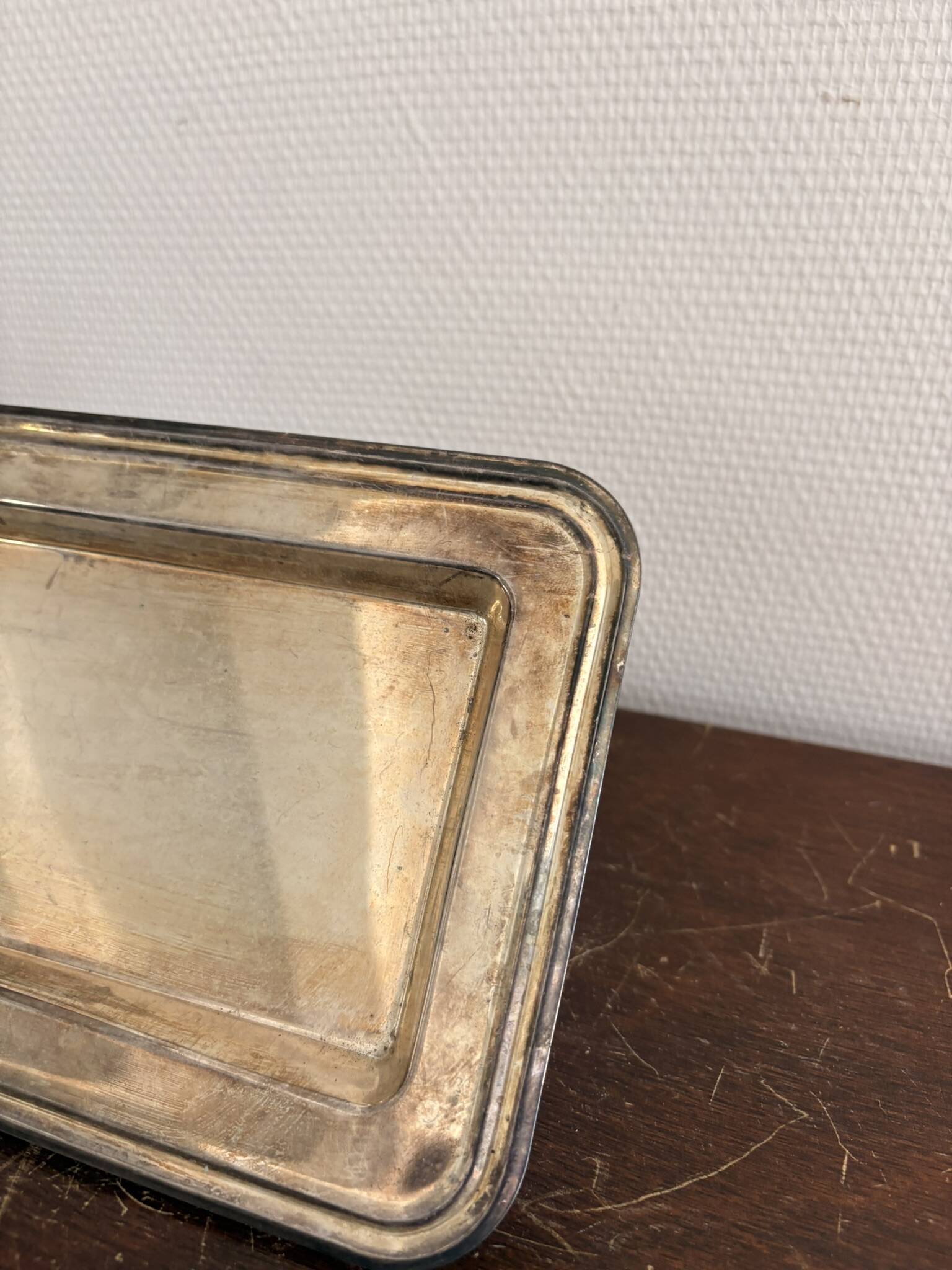 Antique Silver-Plated Metal Art Deco Serving Tray