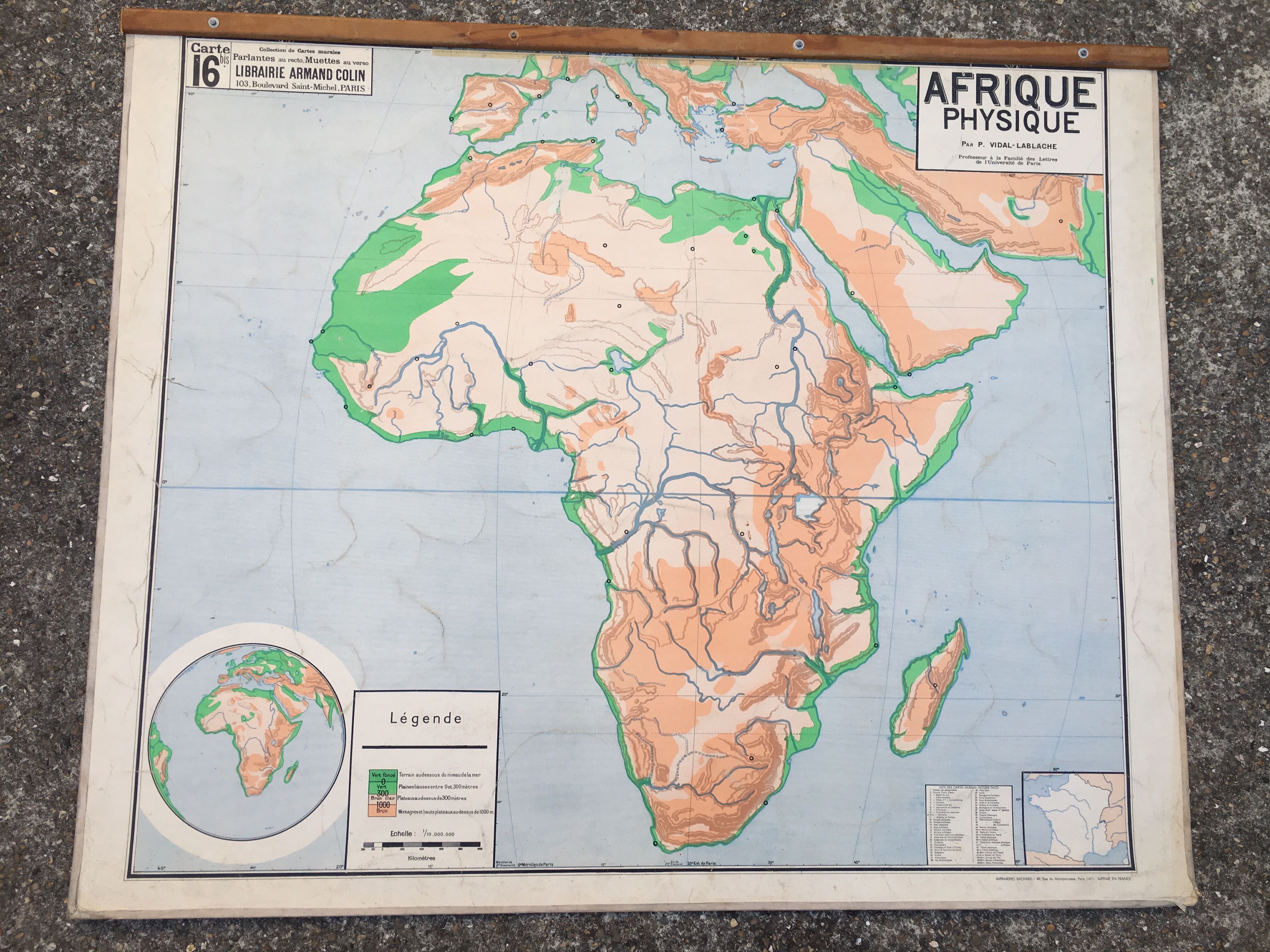 School map africa physical vidal lablache 16 vintage