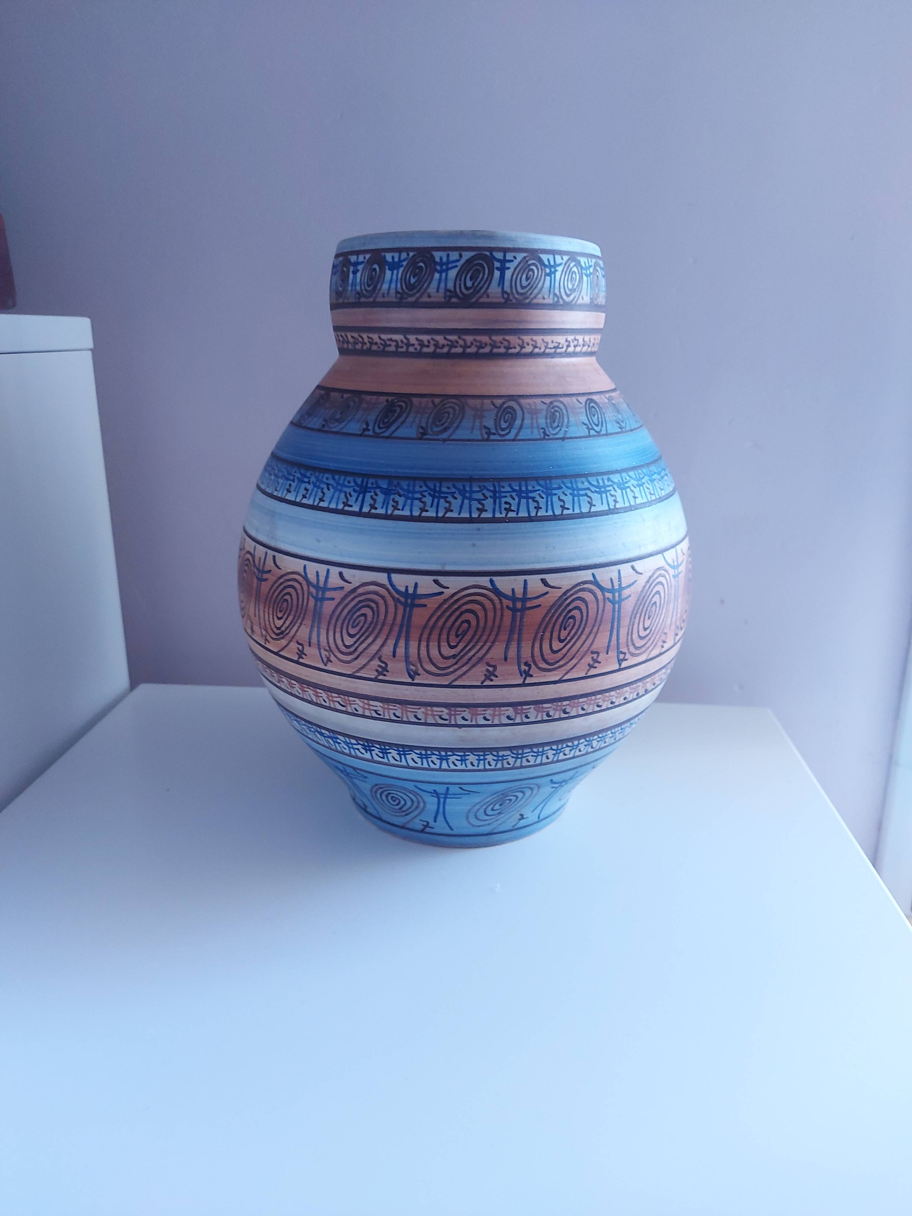 Ceramic vase vallauris lb, l bacculini