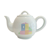 Round teapot Alpac pastel porcelain- years 80-retro-kitchen-vintage