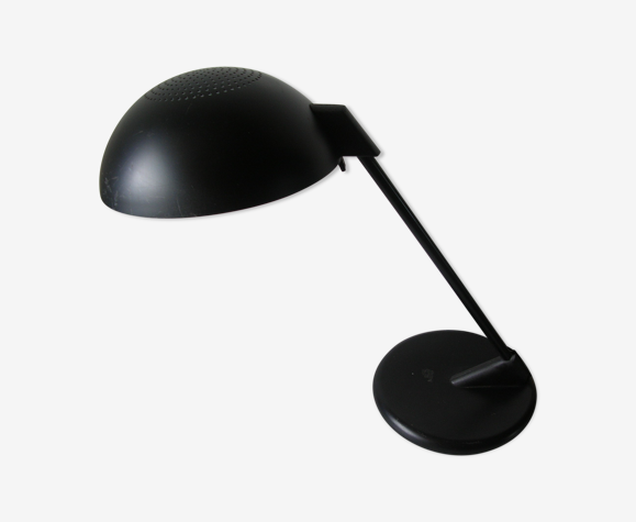 Lampe de bureau de salon chevet veilleuse grand abat-jour en métal noir |  Selency